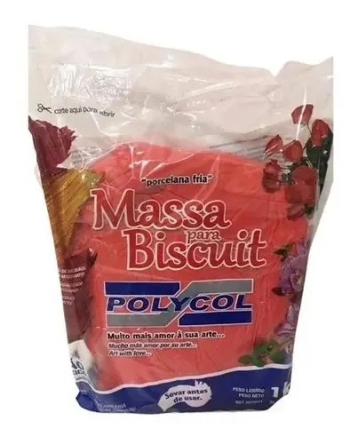 Massa Biscuit 1000grs Vermelho Intenso Atacado Ind Unid Polycol