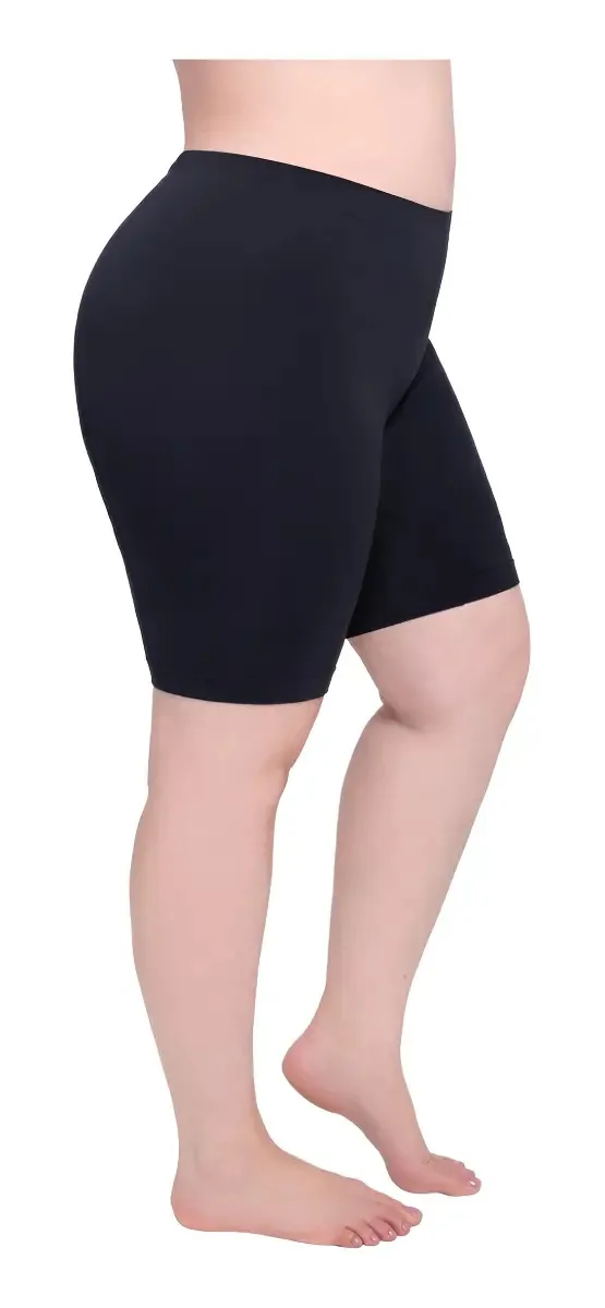 2 Shorts Modelador Plus Size Loba Sem Costura Feminino Cor Preto Tamanho Xxg