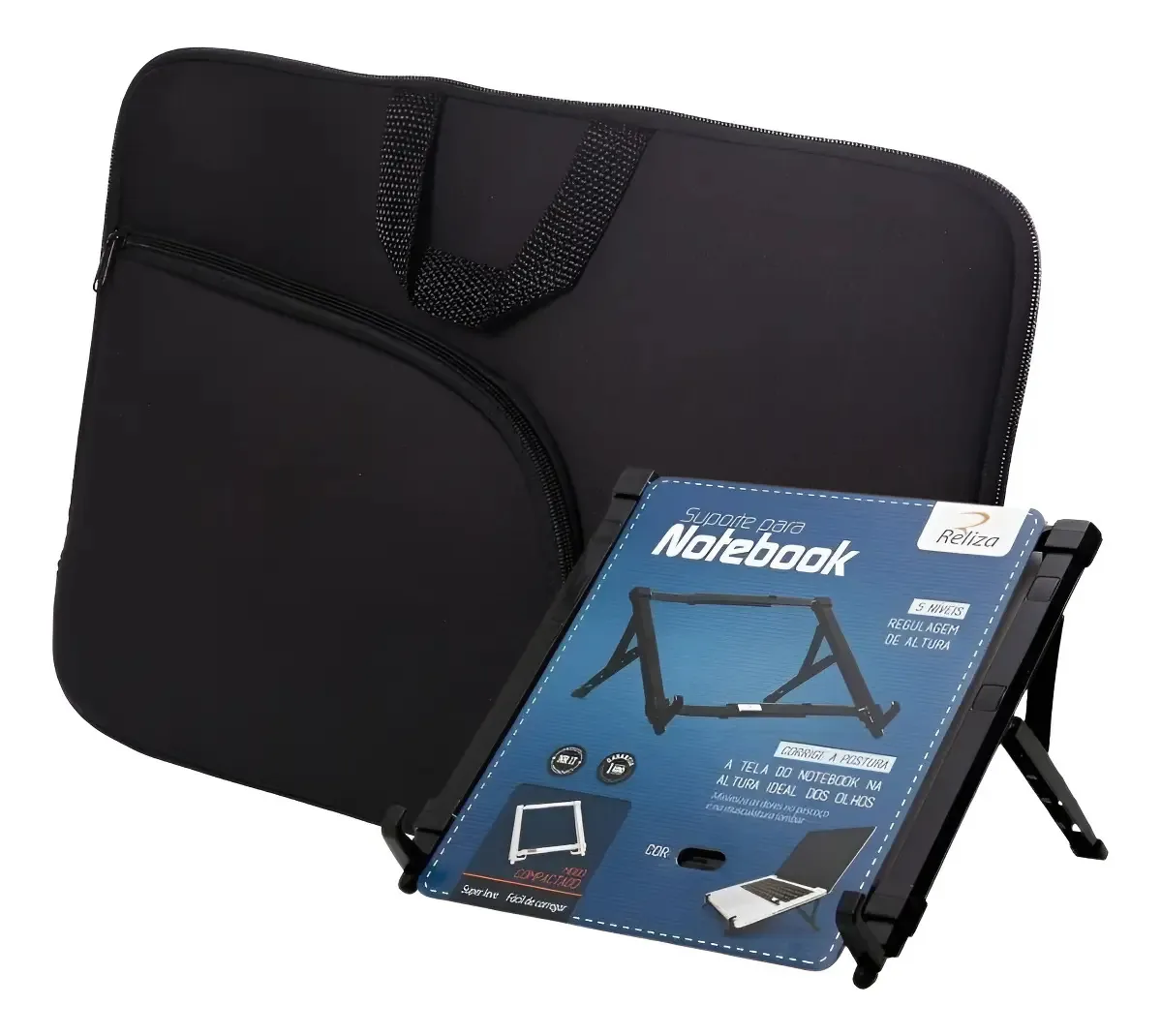 Capa Case Pasta P/ Notebook 17.1 Com Bols + Suporte Notebook Preto