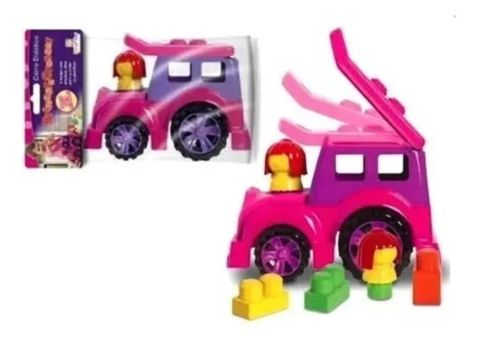 Carrinho Didático Divplast Blocos de Montar Infantil Rosa