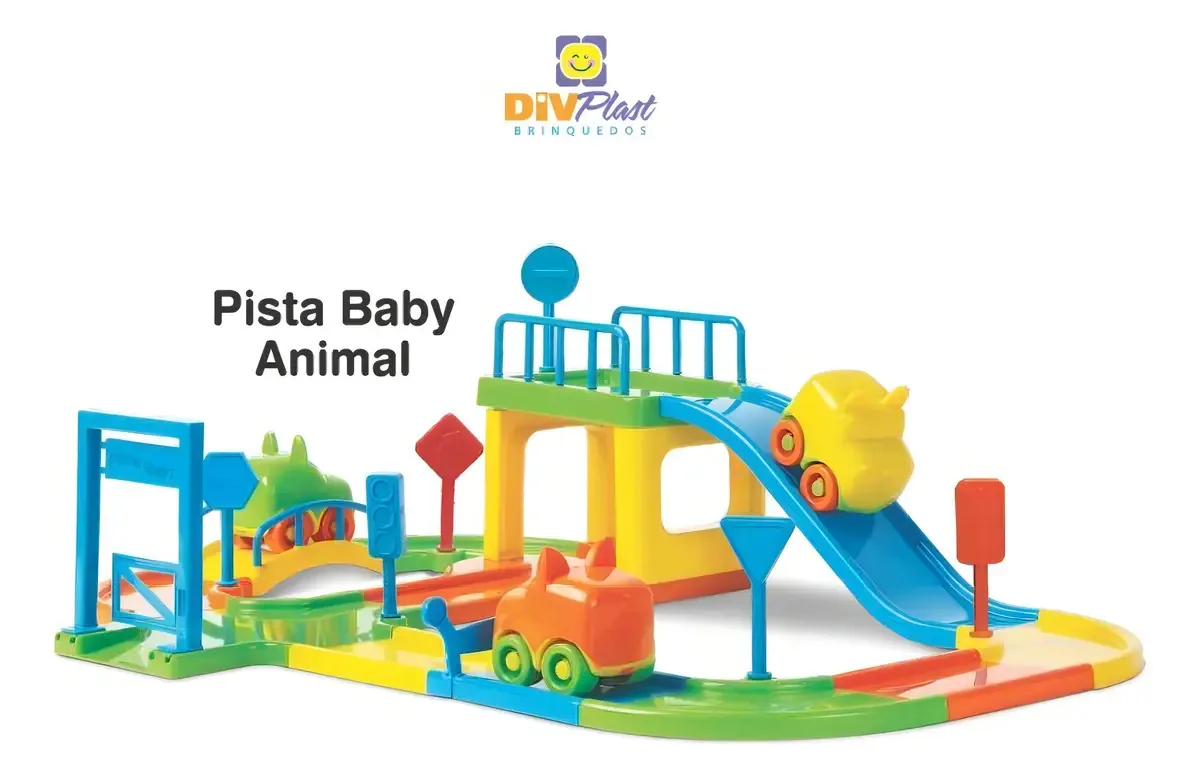 Pista de Carrinhos Divplast Modelo Baby Animal Infantil Brinquedo 2 Anos