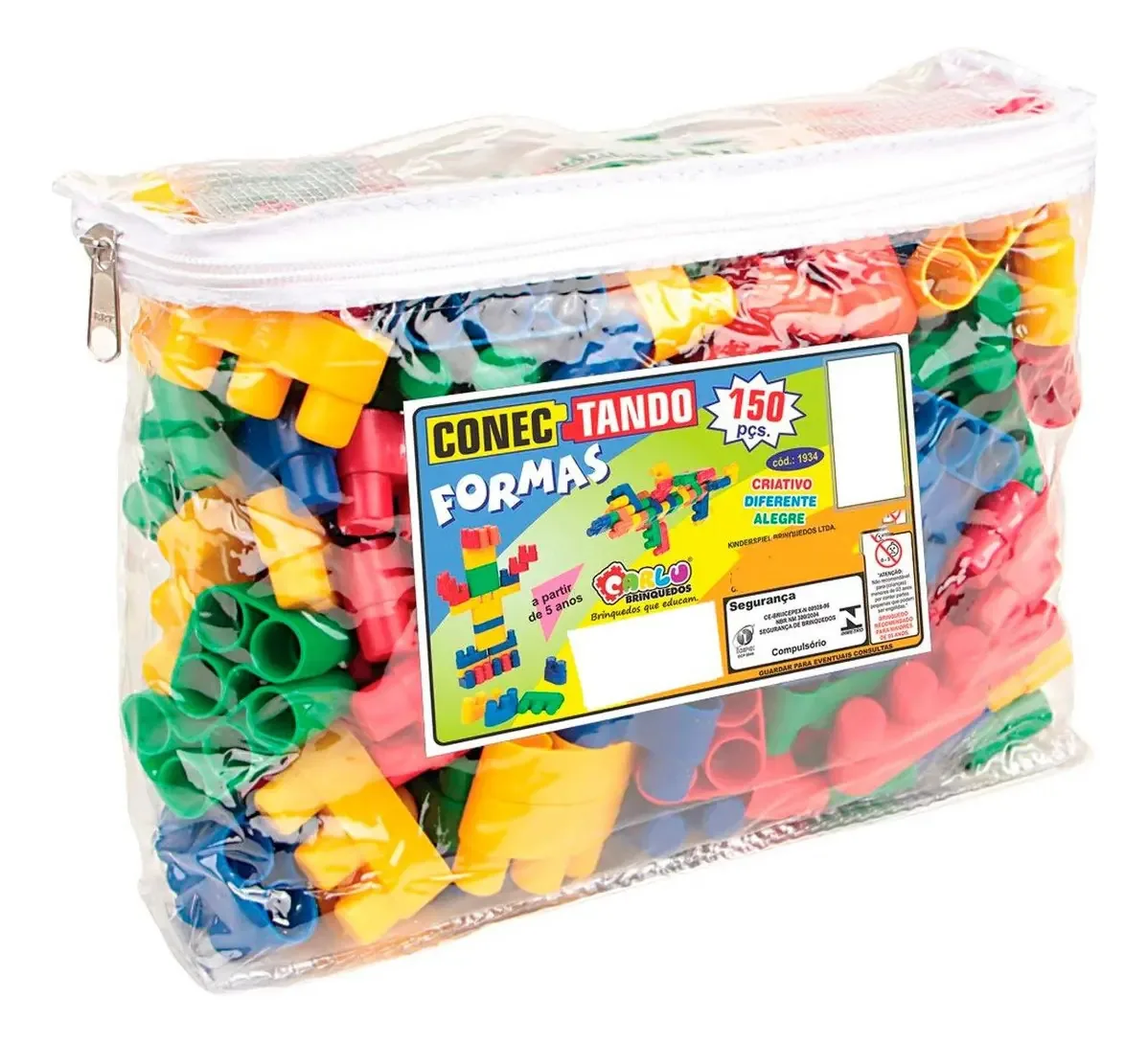 Blocos de Montar Carlu Brinquedos Conectando Formas para Crianças 3-6 Anos – 150 Peças de Plástico