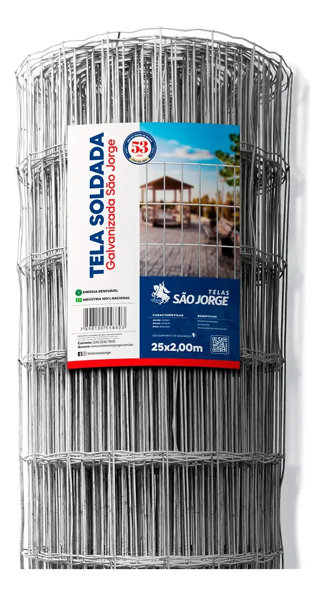 São Jorge tela soldada galvanizada fio 1,90mm 25x2,00m