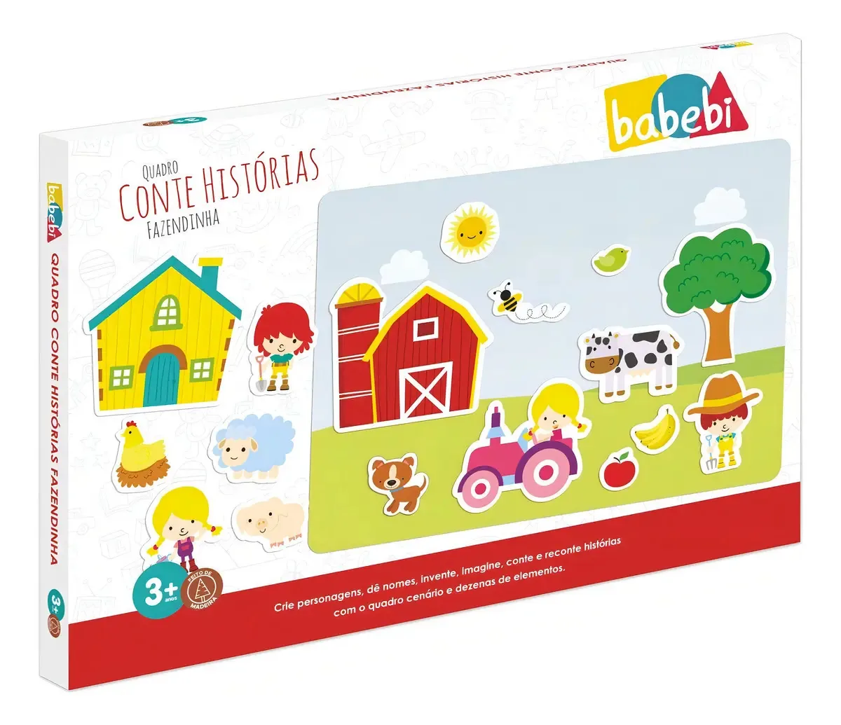 Brinquedo Educativo Quadro Infantil Animais Na Fazenda