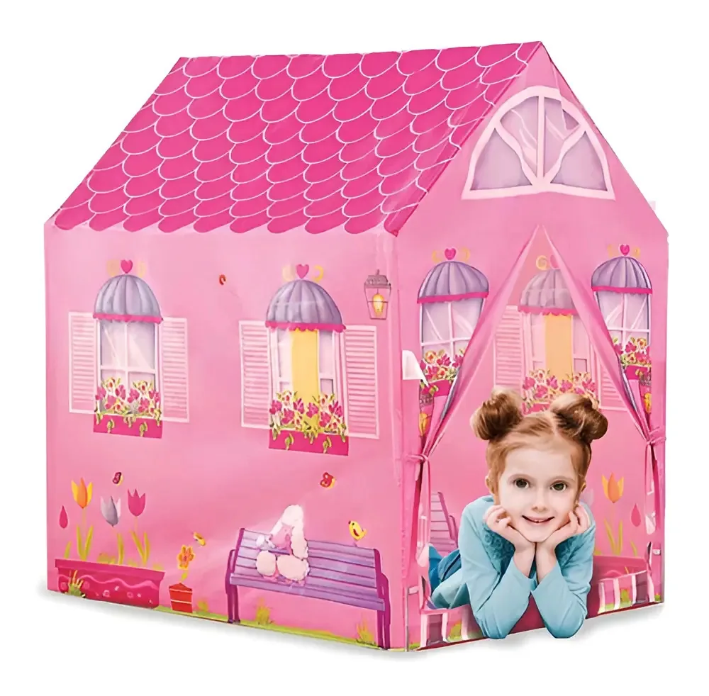 Barraca Infantil Forma Casa Rosa 1.02m Poliéster Dobrável