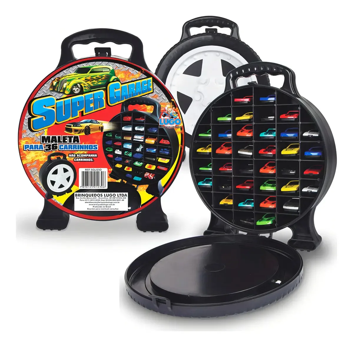 Super Garagem Maleta Porta Carrinhos 36 Repartições Lugo