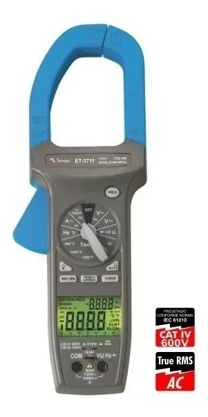 Alicate Amperímetro Digital Minipa Et-3711 Cat Iv Truerms