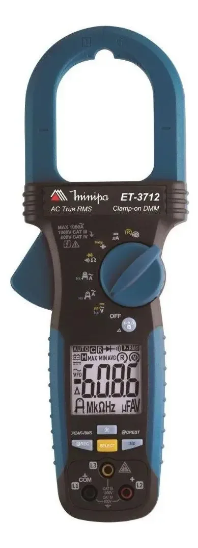 Alicate Amperímetro Minipa ET-3712 True RMS CAT IV 600V 1000A