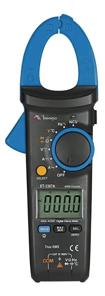 Alicate Amperimetro Minipa Et-3367a Digital Azul/ Preto