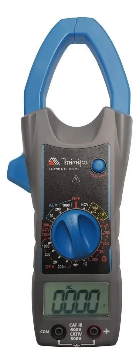 Alicate Amperímetro Digital Minipa ET-3201A True RMS 1000A