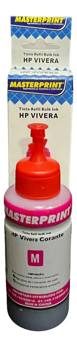 Refil Tinta Magenta 100ml Masterprint Vivera para Impressoras HP