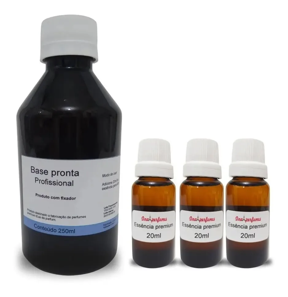 03 Essências 20ml P/ Perfumes + Base Pronta De 250ml