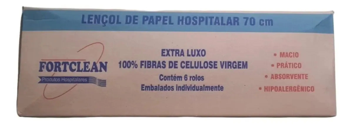 Lençol Descartavel Branco Luxo 70cm Hospitalar Kit 6 Rolos