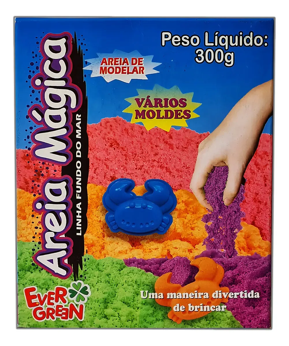 Areia Mágica De Modelar Infantil 300g Com Moldes Cor Colorido