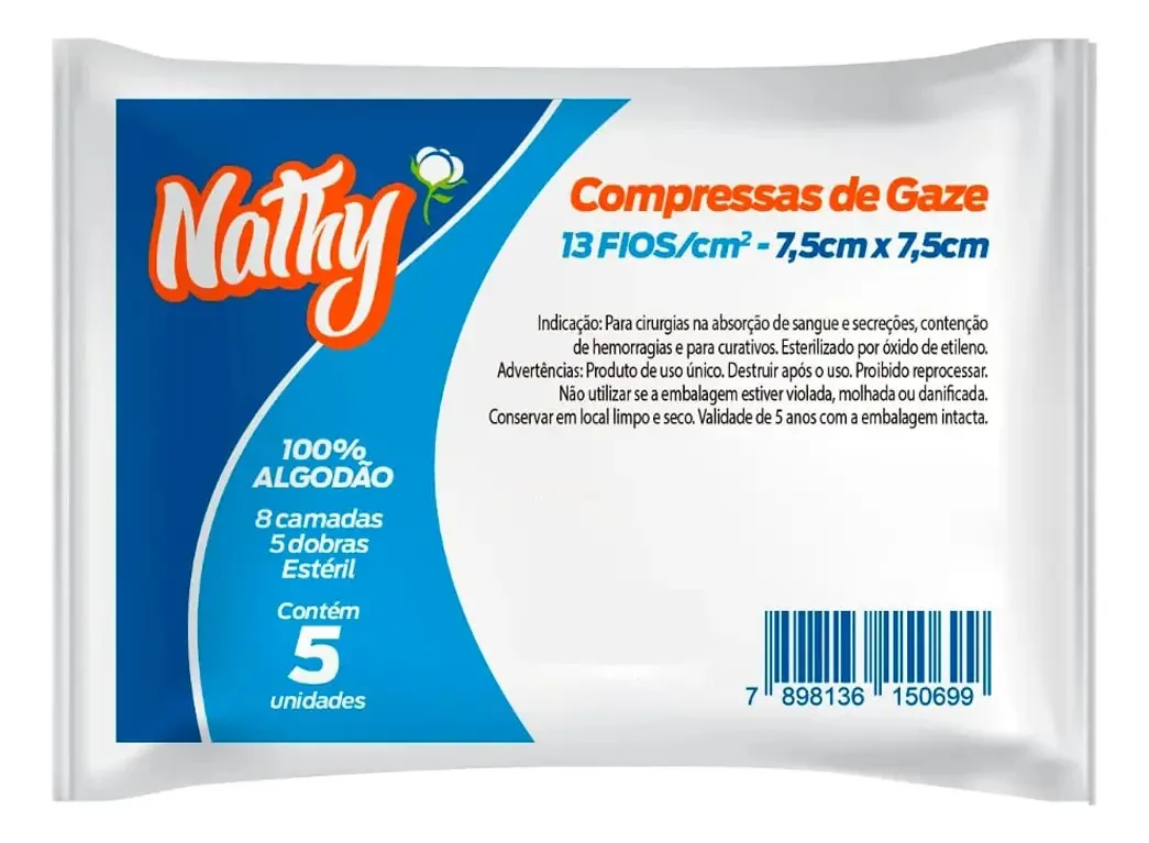 Compressas De Gaze 13 Fios 5 Unidades Nathy