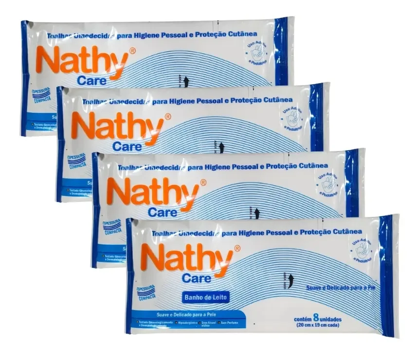 Toalhas umedecidas Nathy Care em pacote 8 u pacote x 4
