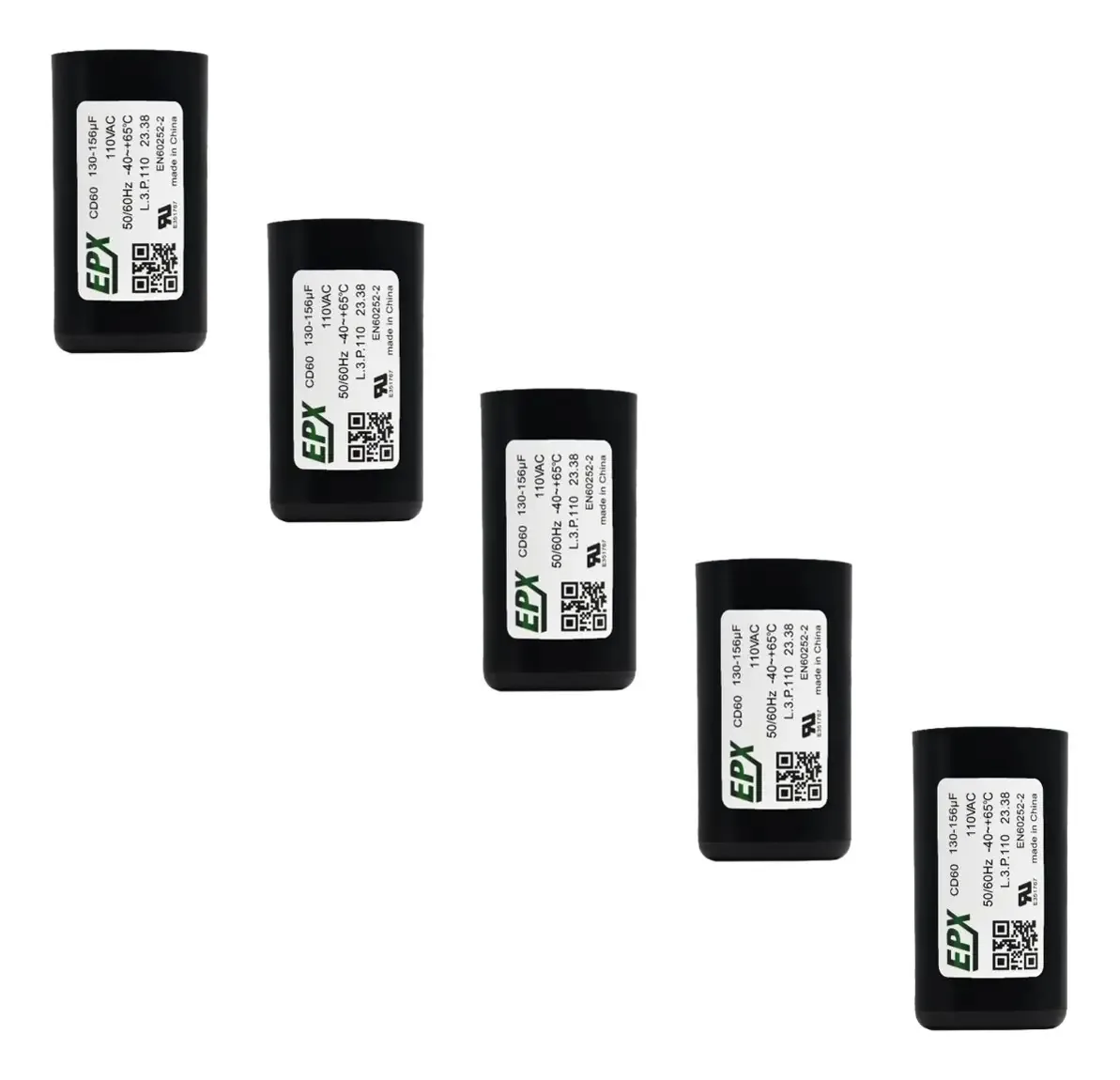 Kit 5 Capacitores De Partida Eletrolitico 130-156uf 110v