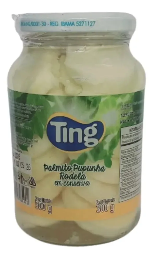 Palmito Pupunha Em Conserva Rodelas Ting Vidro 300g