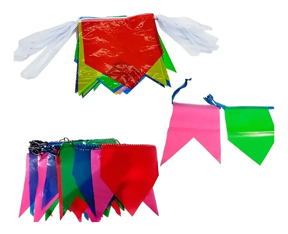 Bandeirinhas Plásticas Coloridas Atef 50 Metros Para Festa Junina Exterior