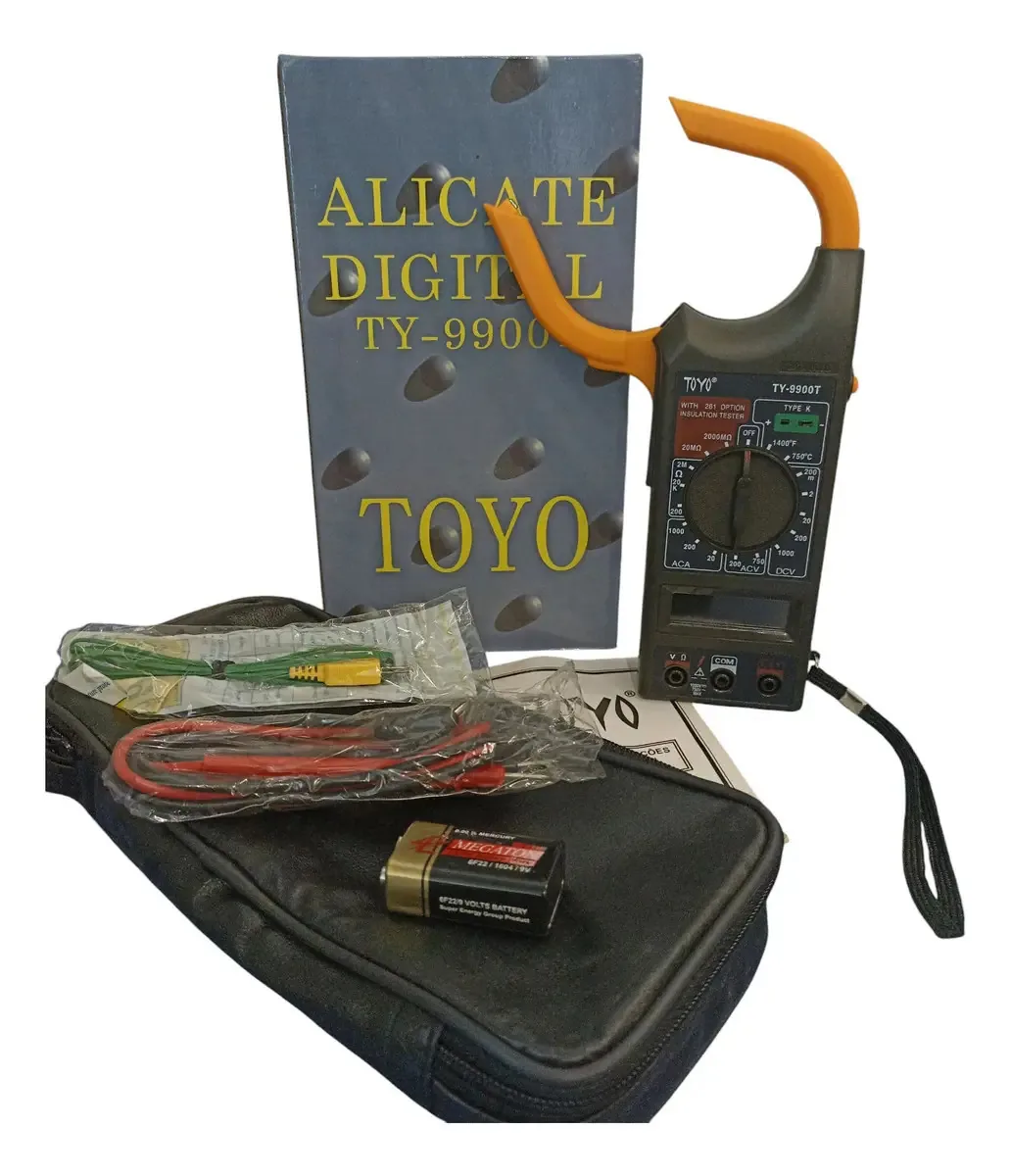 Alicate Amperímetro Digital Toyo TY-9900T com Tela Ergonômica e Teste de Diodo