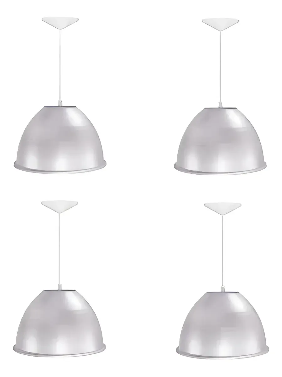 Kit 4 Luminárias Prismáticas Pendentes 12 Polegadas Reforçadas