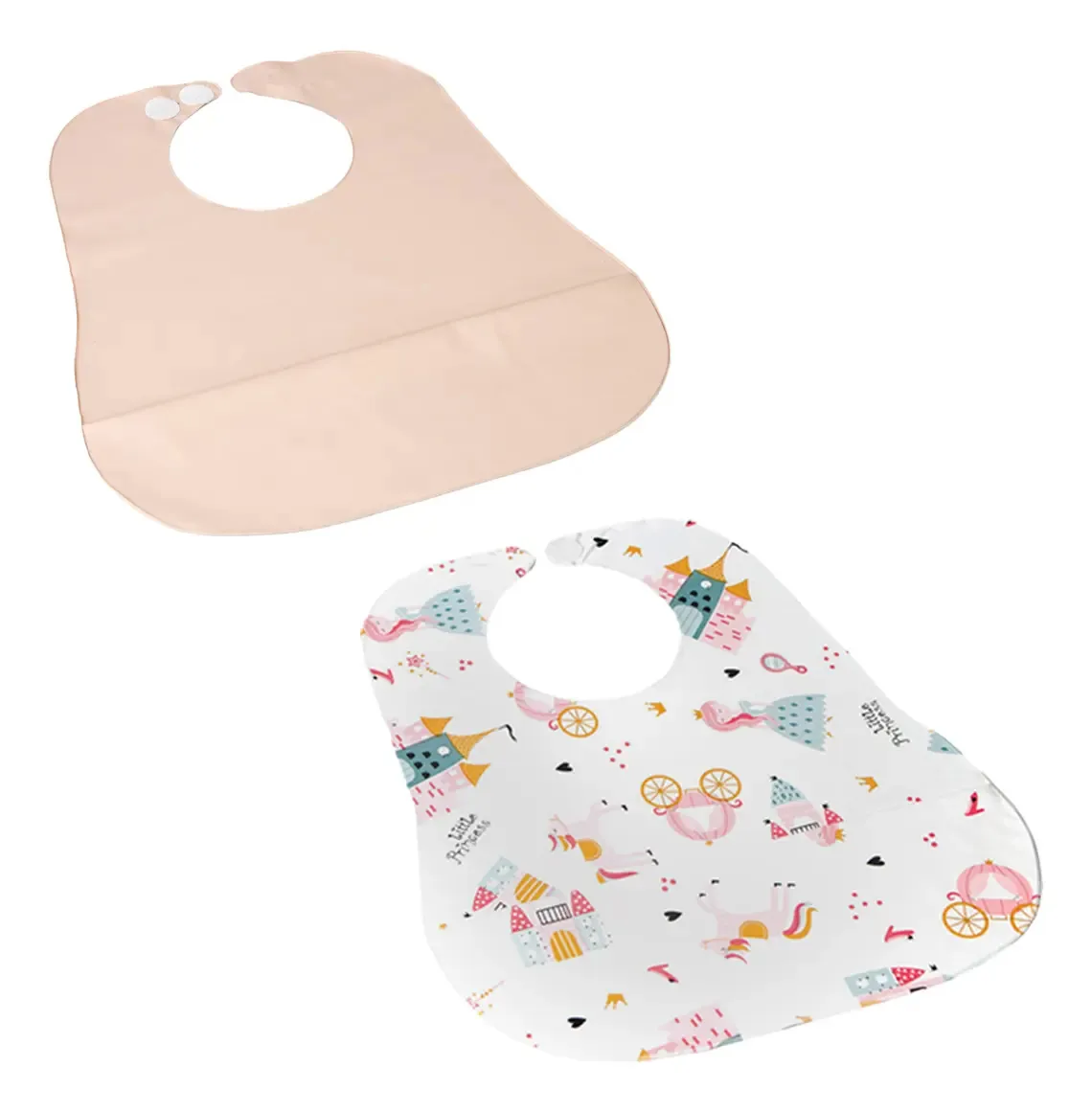 Kit 2 Babadores Anatômicos Ajuste Confortável Para Bebês Cor Princesa Rosa