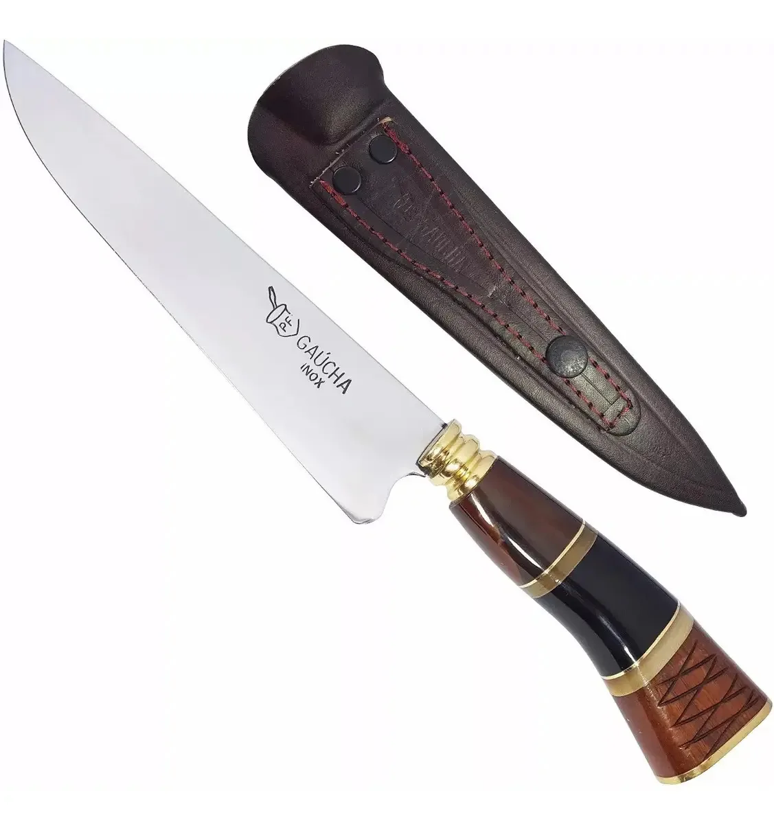Faca Modelo Tesoura Tosquia 7'' Aço Inox Cabo Chifre Madeira