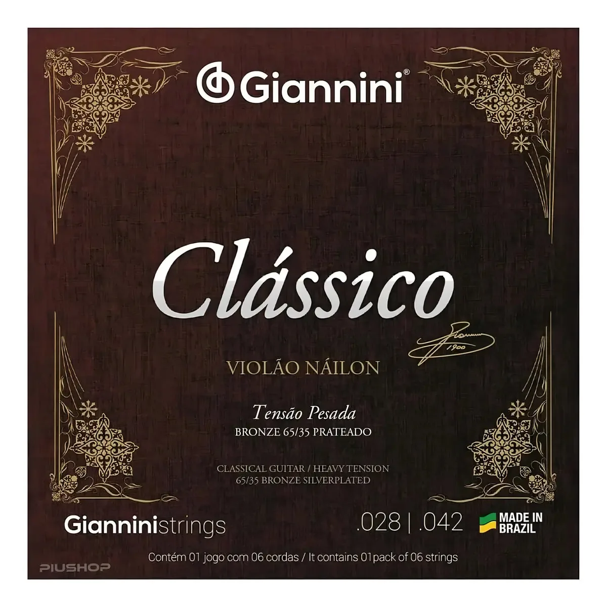 Corda Violão Giannini Genwpa Prateado Alta 65/35