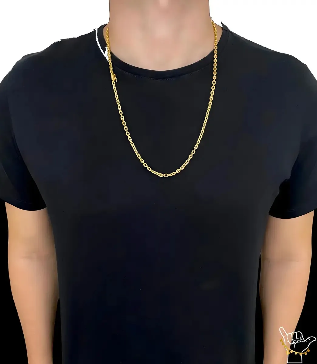 Corrente Cadeado 3mm - Banhado A Ouro