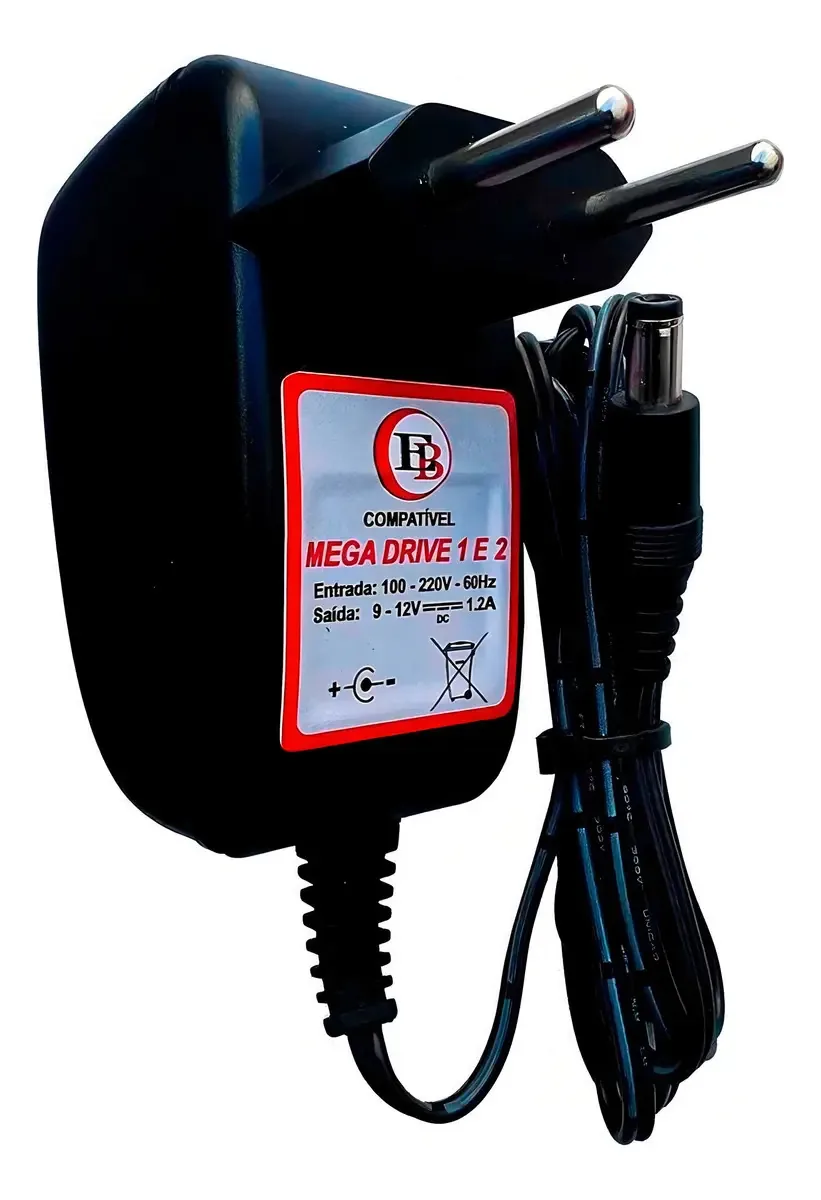 Kit 5 Fontes Eb Bivolt Mega Drive 1 e 2 Cabo 1.5m 12V