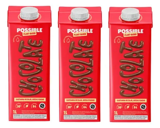 Kit 3x: Leite Vegetal Chocolate Orgânico Possible 1l