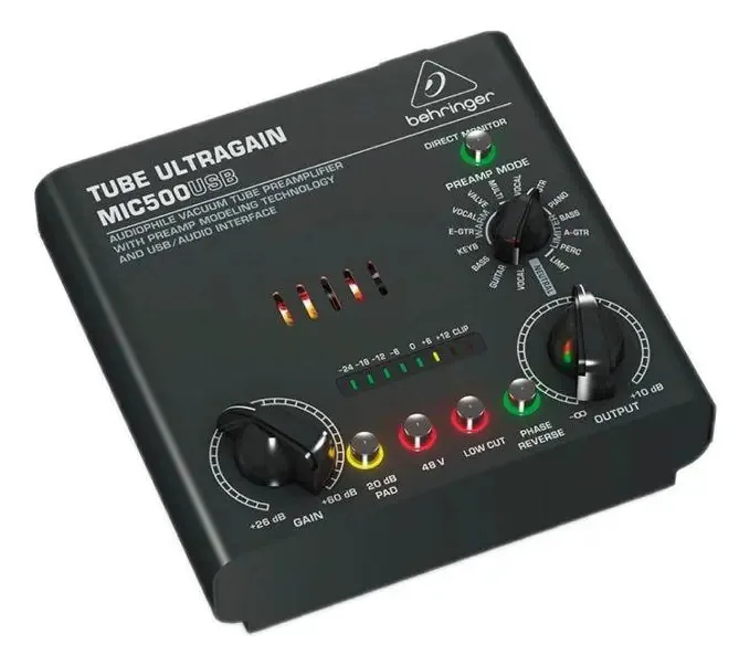 Pré-Amplificador de Microfone Valvulado Behringer MIC500USB com Interface USB