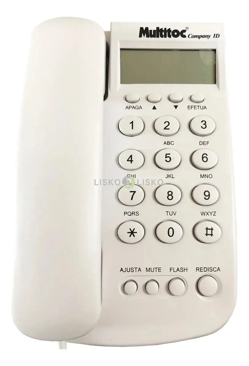 Telefone Fixo Multitoc Company ID Branco Com Identificação de Chamadas