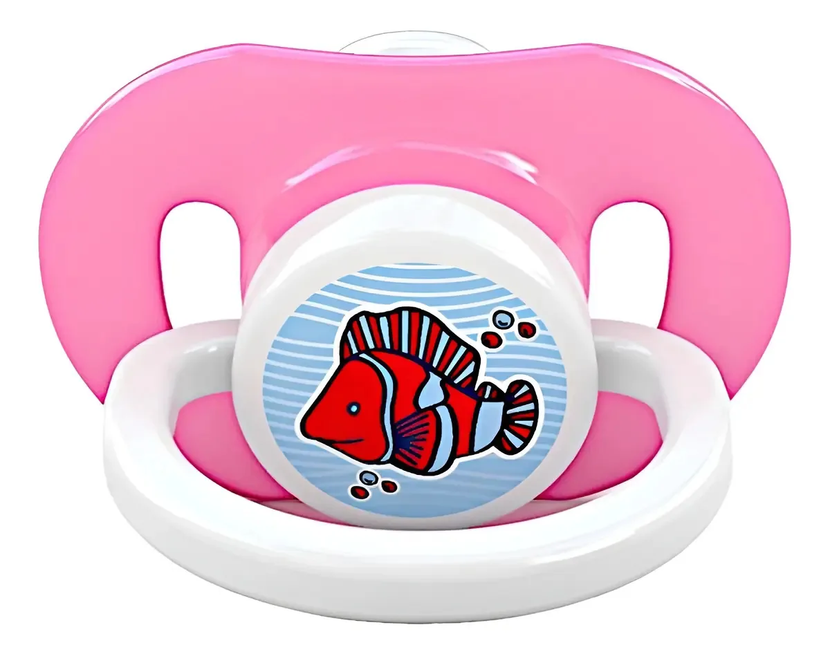 Kit 25 Chupetas Mamita Star Tropical Silicone Bico Anatômico Rosa