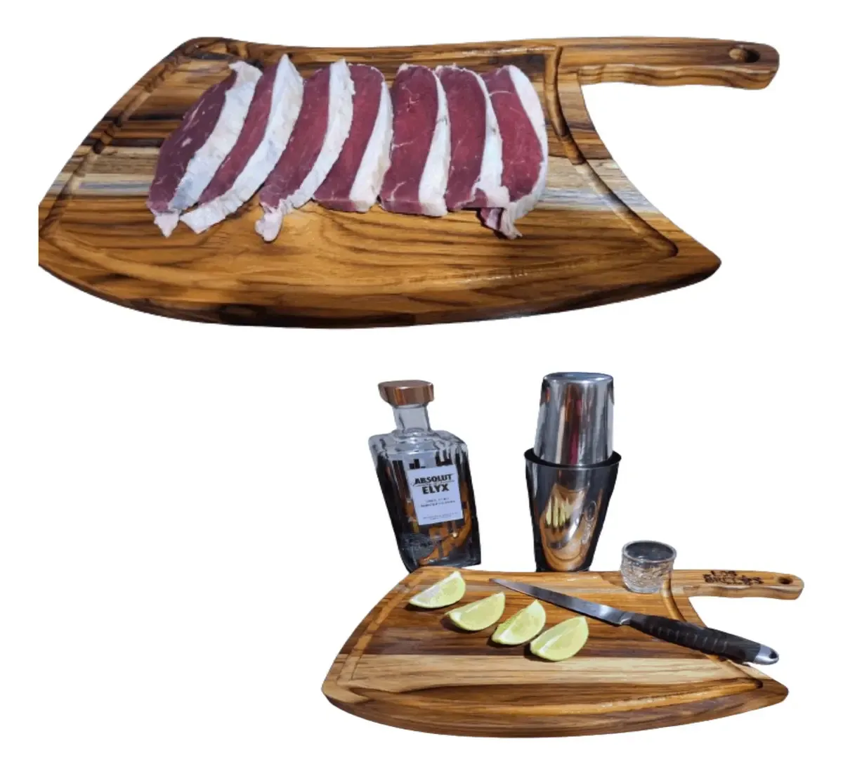 Conjuto De 2 Tabuas P/ Churrasco Cutelo Rustica Presente Kit 2 Tabuas