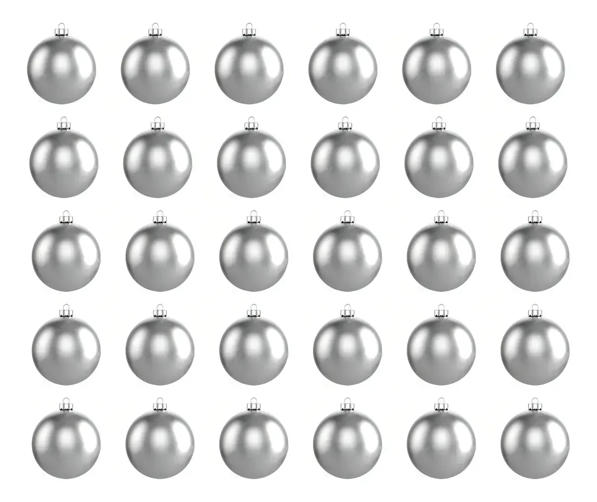 Kit 30 Bolas Natalinas Grandes 7cm Douradas Árvore De Natal Cor Prateado Liso