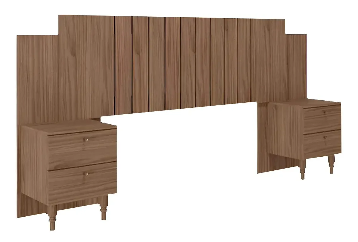 Painel Cama Box Madeirado Casal/quenn Genova C/ 2 Mesas E 4