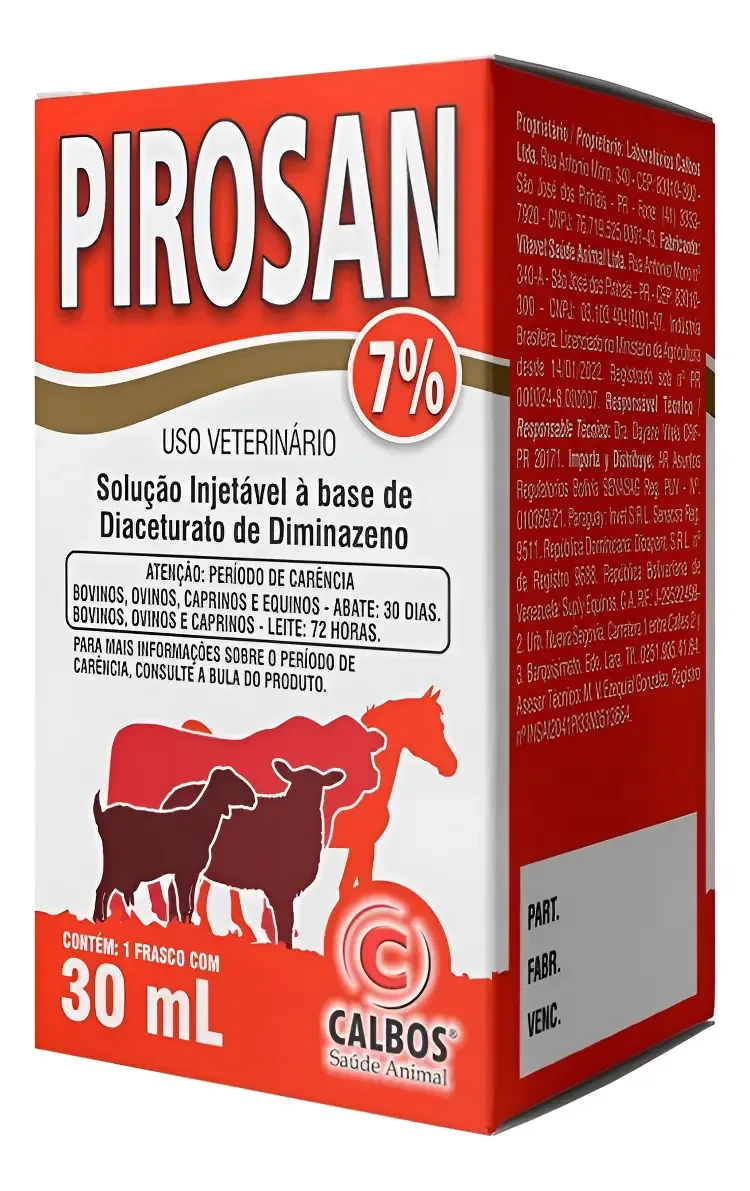 Calbos Pirosan Vermífugo 30ml para Bovinos Caprinos Ovinos e Cães