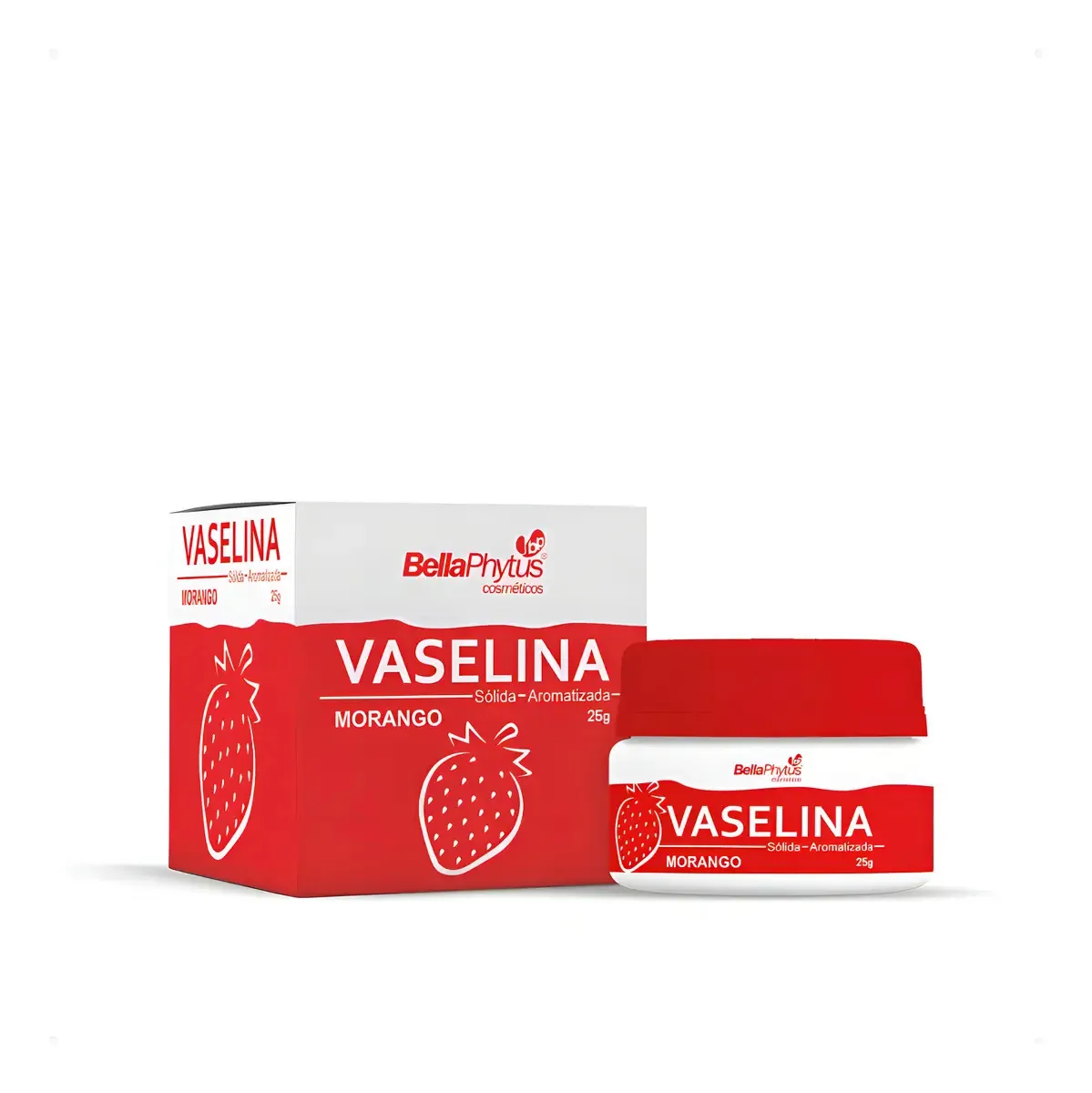 Vaselina Sólida de Morango 25g Bellaphytus Hidratação Labial