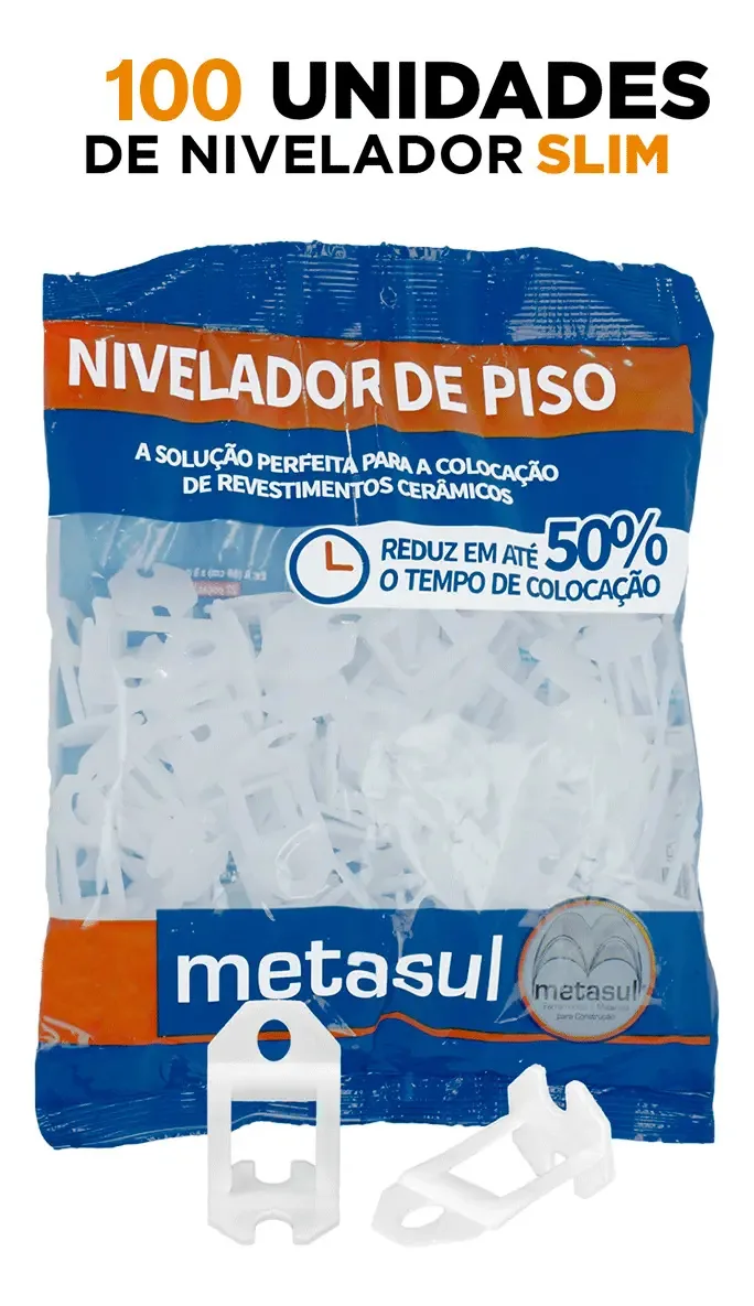 Nivelador Espacador 1,5mm Piso Porcelanato Slim 100 Peças Metasul