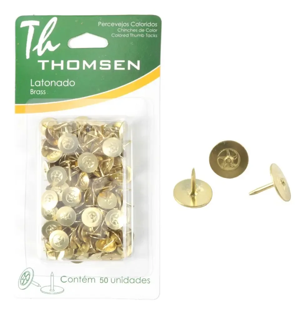 Tachinha Percevejo Thomsen Latonado 50 Unidades Para Fixar Papéis