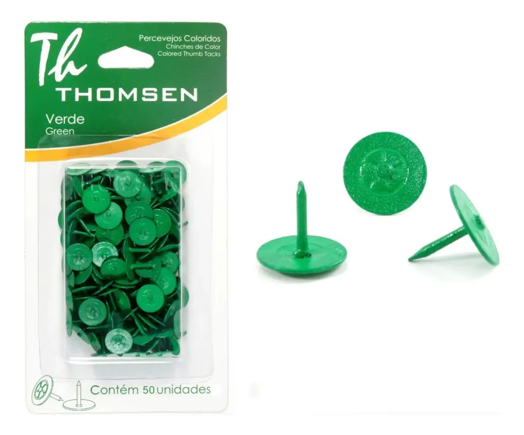 Tachinha Thomsen Verde em Aço Pintado 9,5mm 50 Unidades