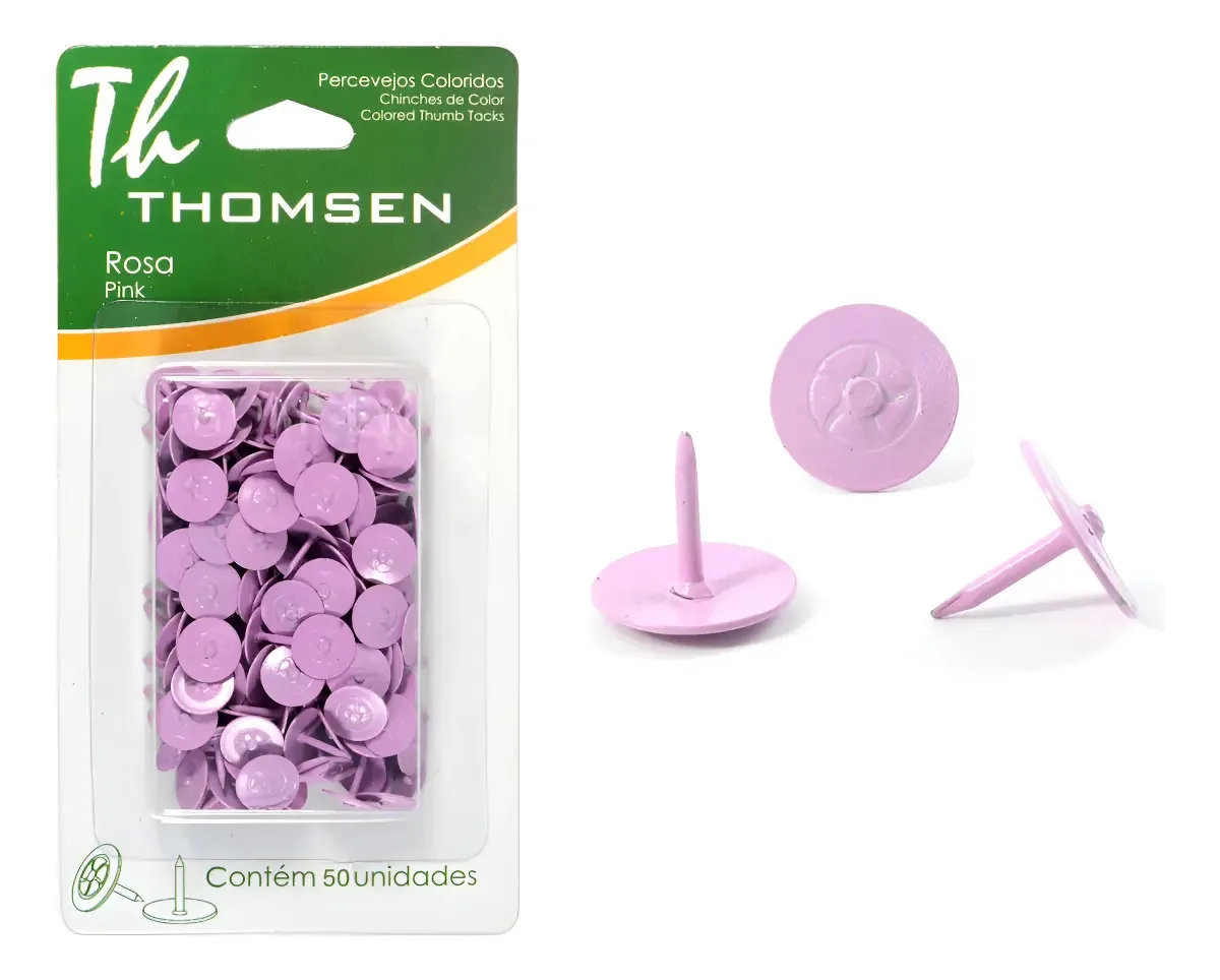 Tachinhas Rosa 50 Unidades Thomsen Fixar Papéis Cortiça Madeira Isopor