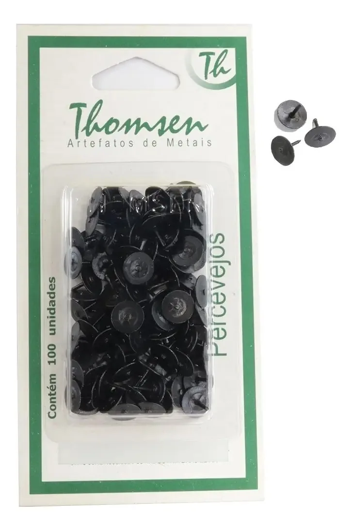 Percevejo Preto, Cartela Com 100 Unidades - Thomsen Preto