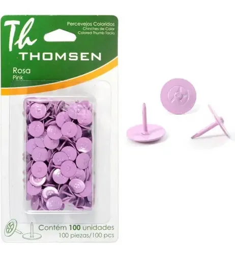 01 Cartela Tacha / Percevejo Colorido Thomsen Rosa
