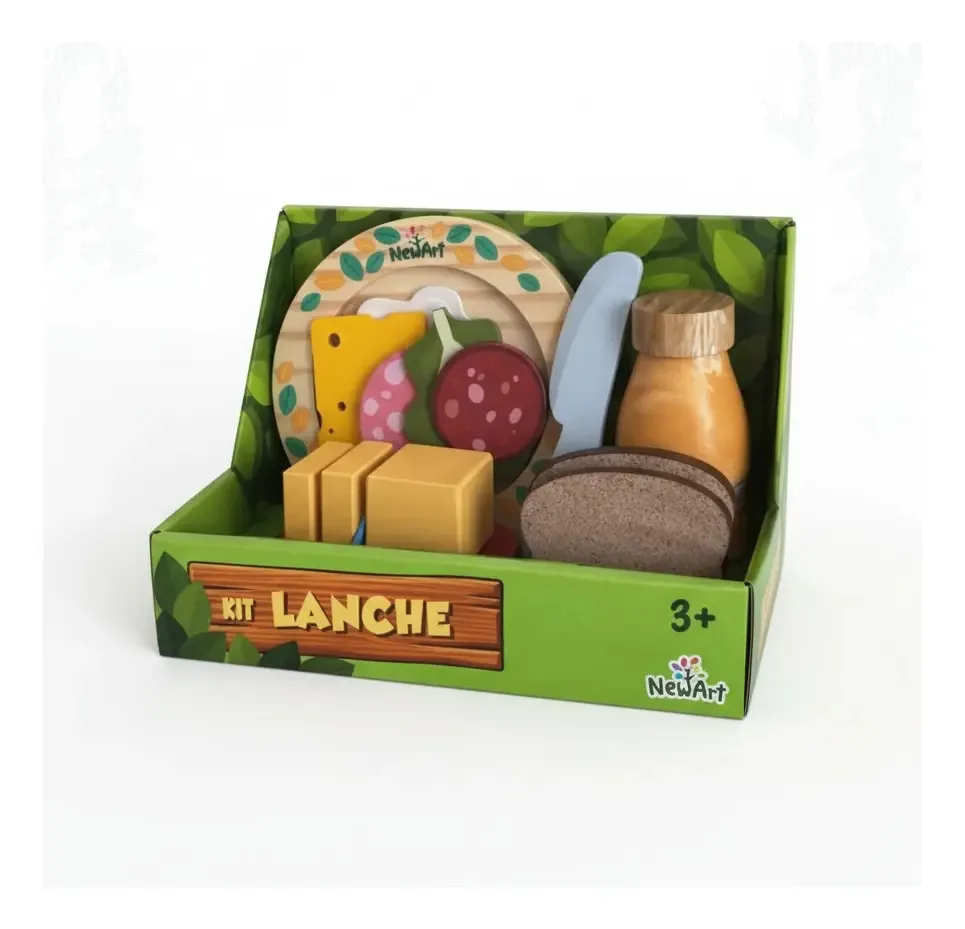 Kit Lanche, da NewArt - Brinquedo de Madeira da Coleção Comidinhas ou Minicozinha - Cód. 397
