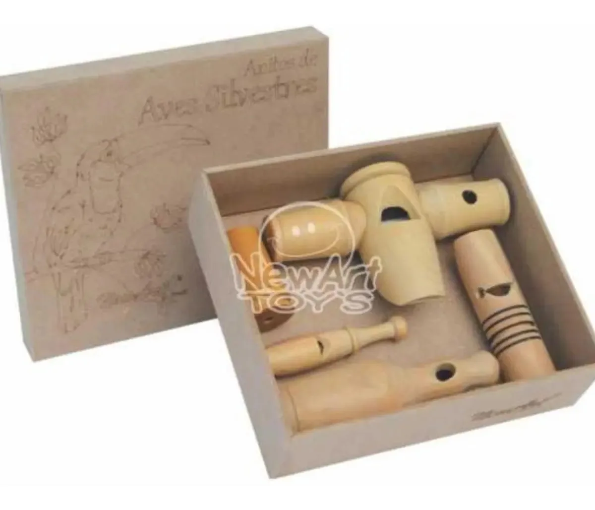 Caixa De 5 Apitos De Aves Silvestres + Tampa + Cd - Ref.163