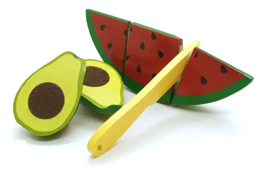 Kit Frutas De Brinquedo Com Corte Melancia E Abacate