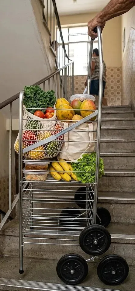 Carrinho Feira Dobrável CSK 6 Rodas Sobe Escadas Cinza 30L