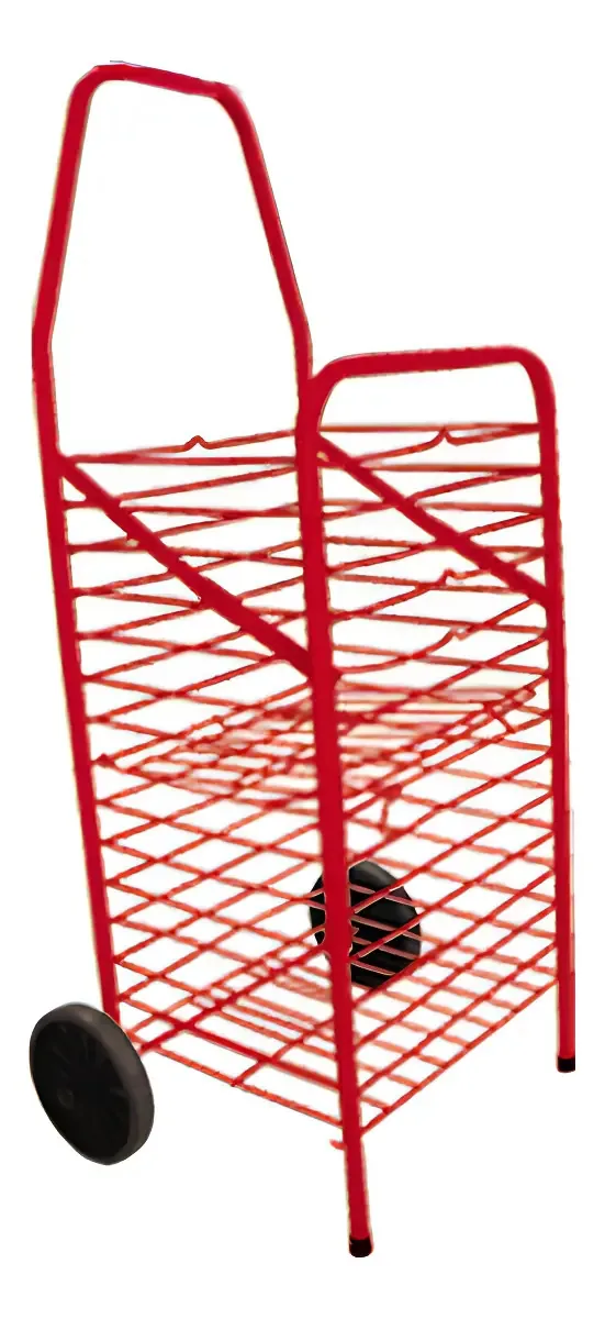 Carrinho de Feira Dobrável CSK Aramados Aço Vermelho 25kg